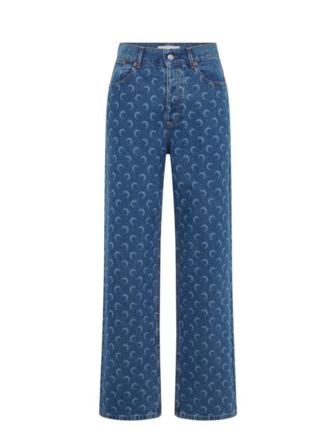 Moon Laser Blue Wash Denim Baggy Jeans