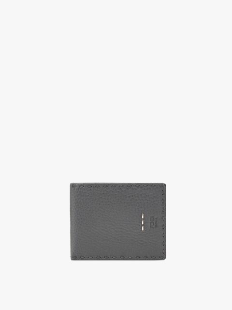 Bi-fold wallet in gray leather