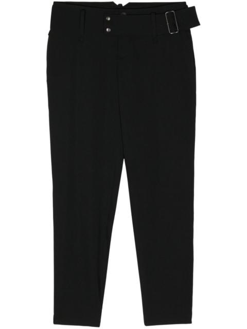 gabardine belted tapered trousers