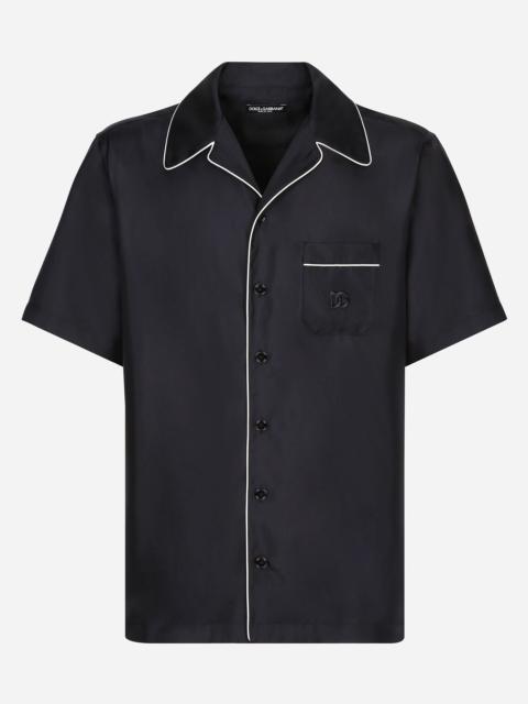 Silk twill shirt with DG embroidery