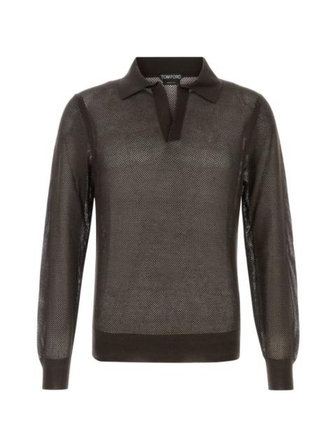 long-sleeved mesh T-shirt