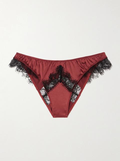 Lace-trimmed Stretch-silk Briefs