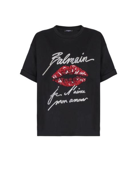 Short-sleeved T-shirt with Kiss embroidery