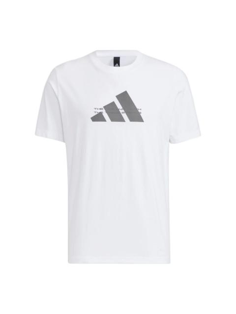 adidas Alphabet Large Logo Printing Round Neck Short Sleeve White HE9939
