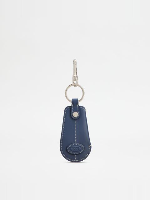 KEY HOLDER IN LEATHER WITH SHOEHORN - BLUE