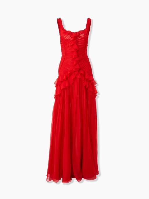 Pleated Chiffon Evening Gown