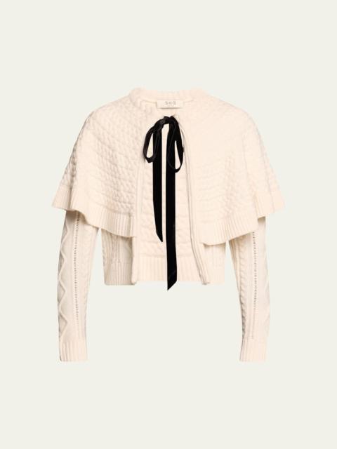 Caleb Cable-Knit Cape Cardigan