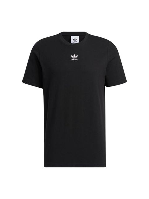 Men's adidas originals Ts Ss Tee Logo Printing Round Neck Sports Short Sleeve Black T-Shirt H46693