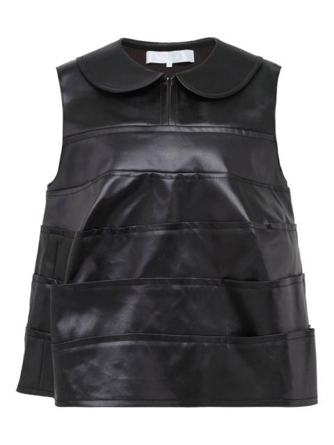 faux-leather layered tank top