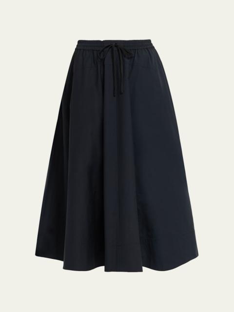 Remy Drawstring Technical Cotton Midi Skirt