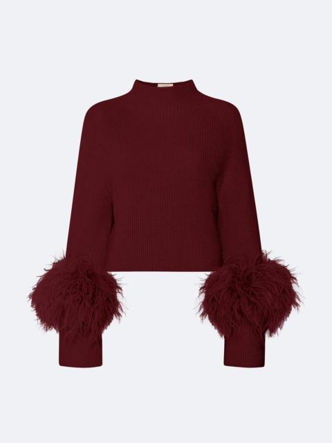 Merino Mock Neck Sweater With Feathers