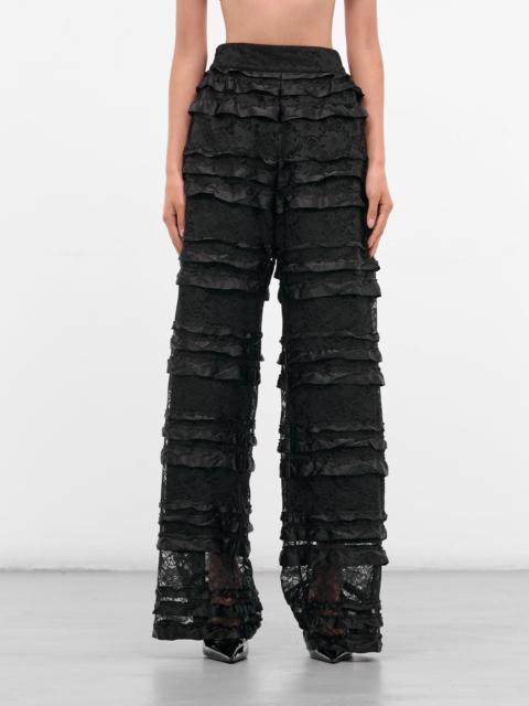 Black Layered Lace Ruffle Trousers