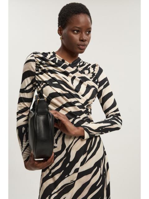 Zebra Print Crepe Twist Detail Maxi Dress