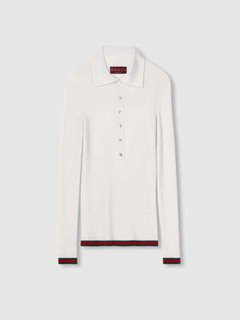 Cashmere and silk polo top with Web