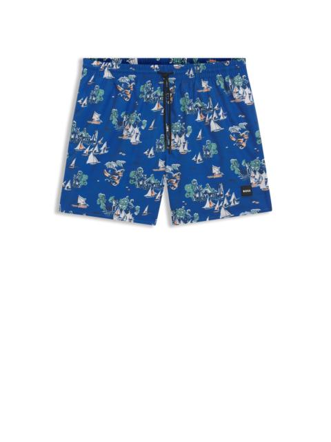 QUICK-DRY SWIM SHORTS WITH ALL-OVER PRINT