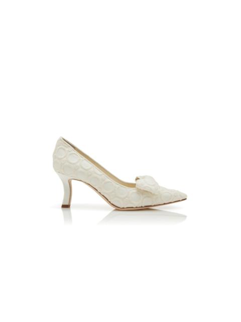 White Silk Pointed Toe Pumps