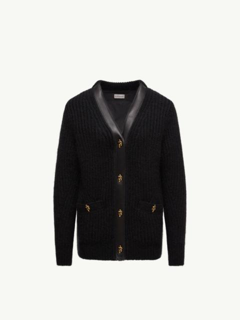 Leather-Trimmed Wool & Mohair Padded Cardigan