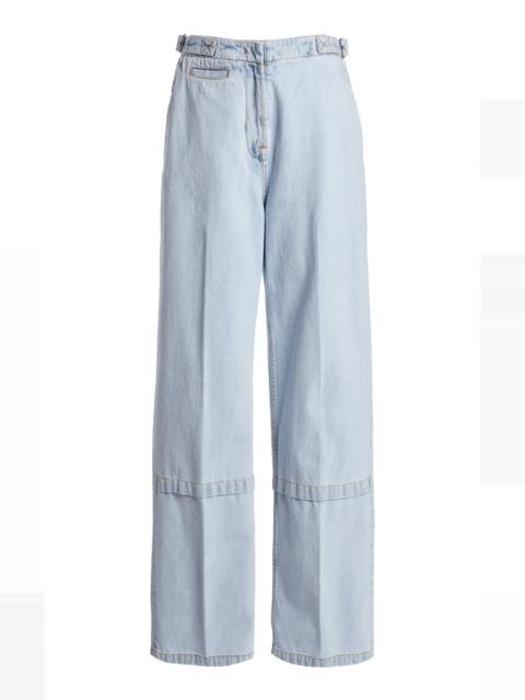Rigid High-Rise Cargo Jeans light blue