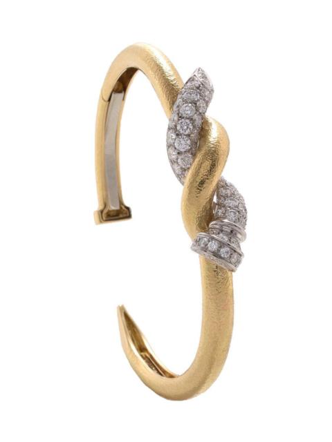 Diamond Two Tone Hammered Nail Cuff Bracelet