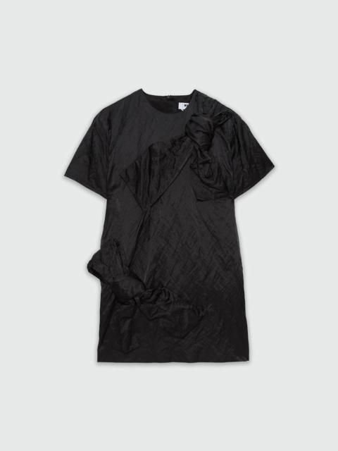 Black crinkle duchesse minidress with bow