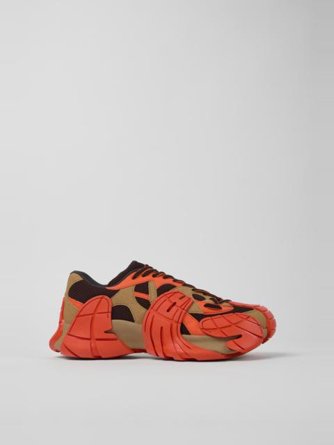 Orange and Brown Textile Sneakers