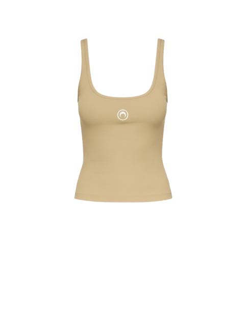 MOON LOGO RIBBED JERSEY CROPPED TANK TOP