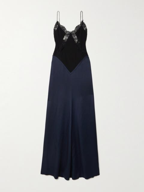 Lace-trimmed Crepe And Satin-crepe Gown
