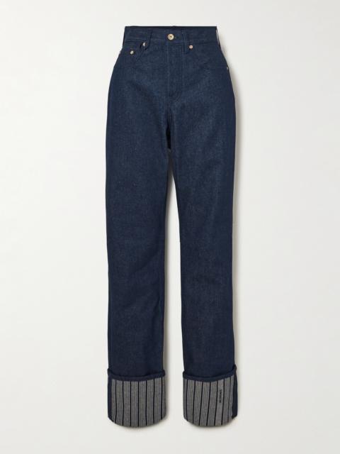 De-nîmes Droit Striped High-rise Straight-leg Jeans