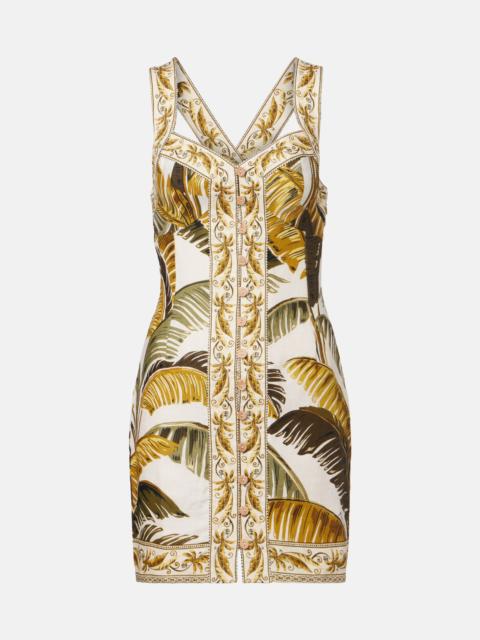 Printed linen shirt dress