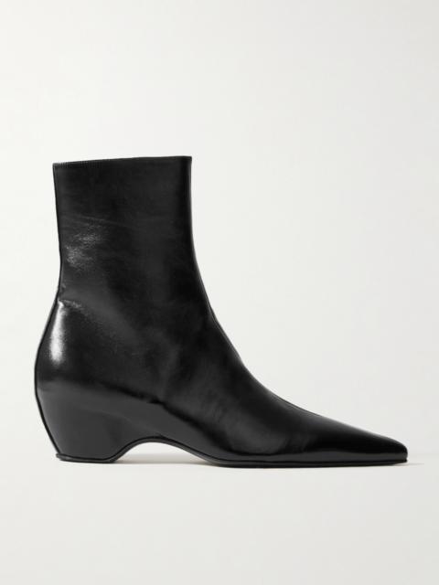 Sybil Glossed-leather Ankle Boots