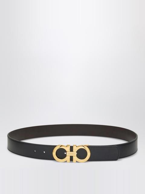 Reversible and adjustable Gancini belt Black/Hickory