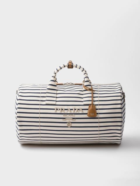 Striped canvas duffle bag