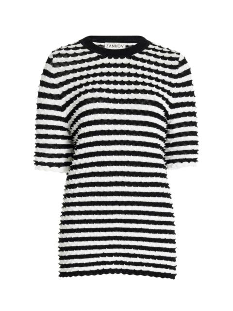 Elodie Striped Knit T-Shirt black/white