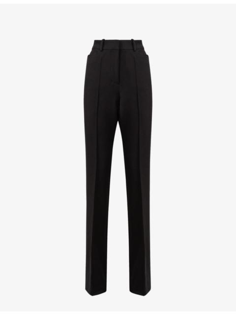 Gabi slip-pocket slim-leg mid-rise woven trousers