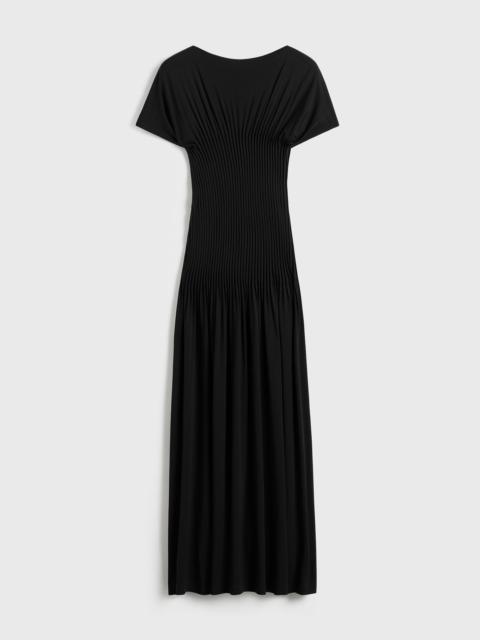 Knife-pleated jersey dress black