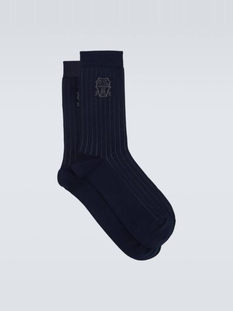 Logo ribbed-knit cotton socks