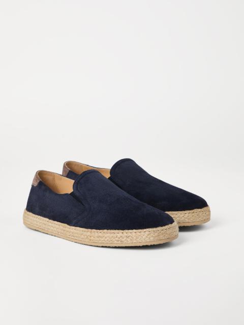 Washed suede slip-ons with rope insert