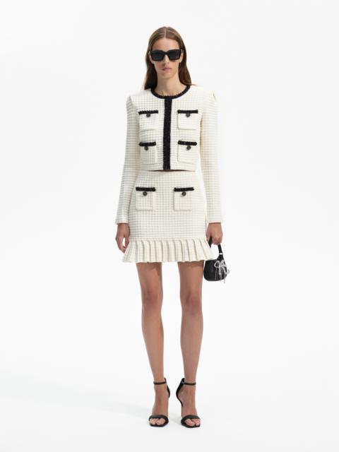 Cream Textured Knit Mini Skirt