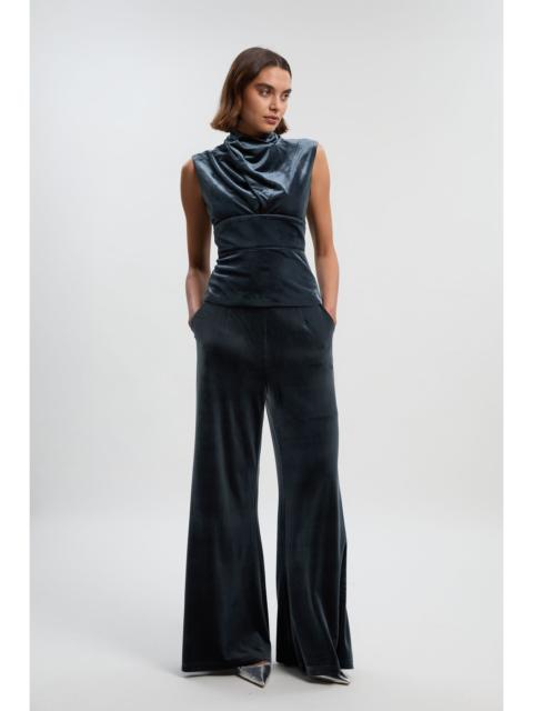 Velvet Woven Wide Leg Trouser