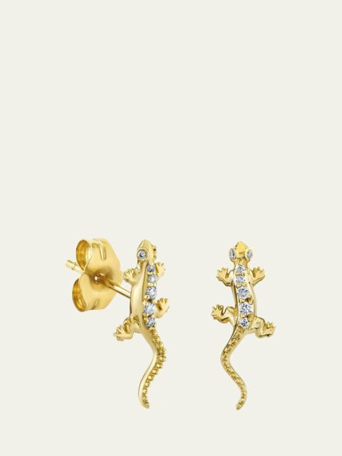 14K Yellow Gold Diamond Lizard Stud Earring, Single (Left)
