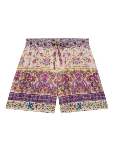 floral-print drawstring shorts
