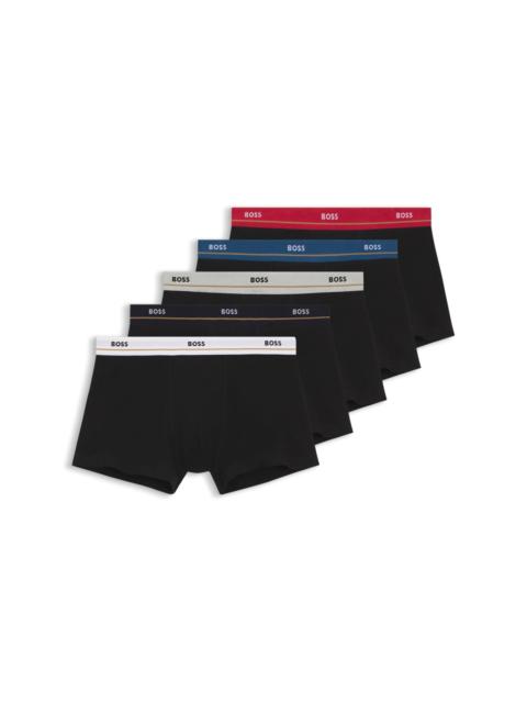 FIVE-PACK OF STRETCH-COTTON TRUNKS WITH LOGO WAISTBANDS