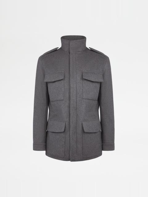 FIELD JACKET IN WOOL DRAP - GREY