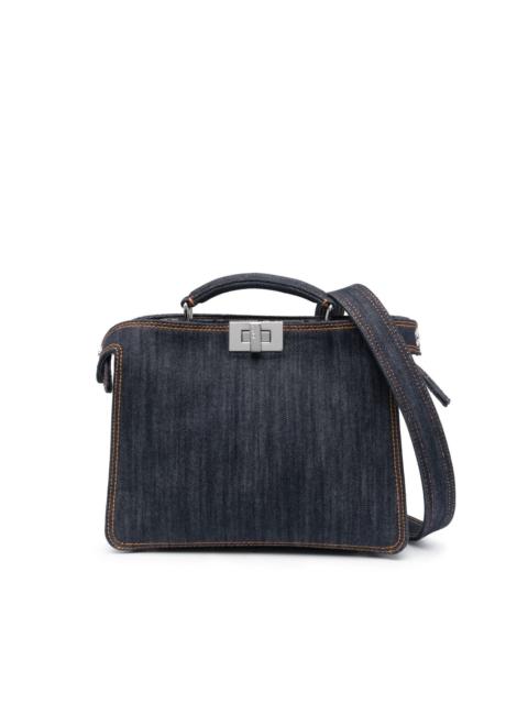 contrast-stitching denim tote bag