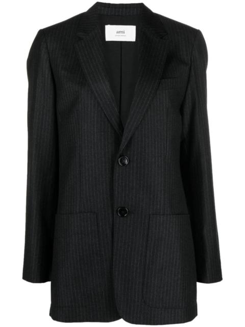 pinstripe-pattern wool blazer