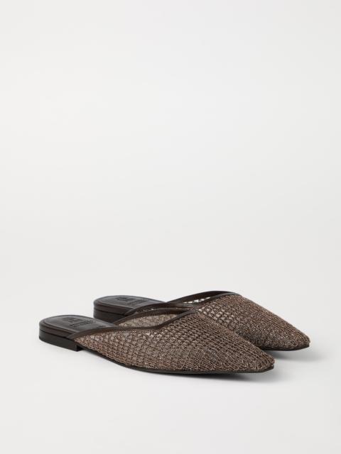 Precious net embroidery mules in suede