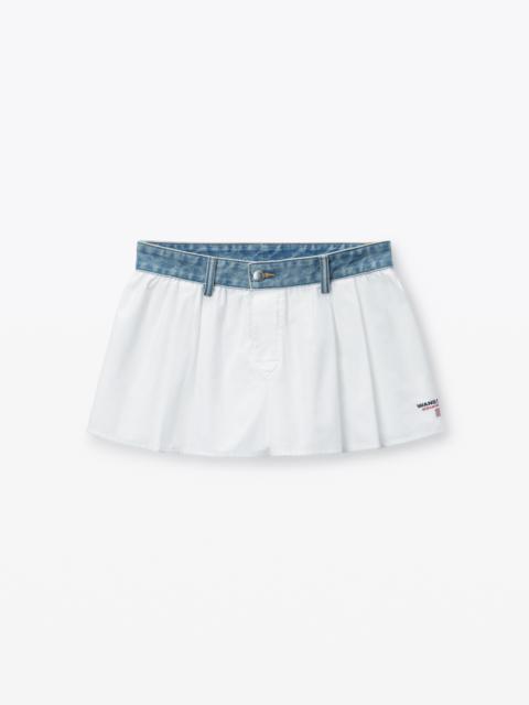 Cotton Oxford Boxer-Style Shorts with Denim Waistband