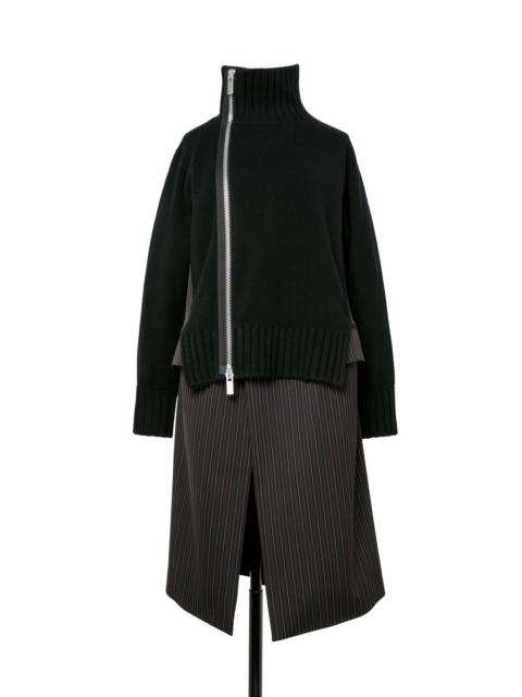 Stripe Doeskin x Wool Knit Coat Dress