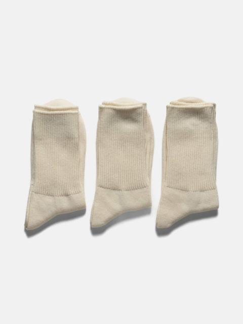 R1427 Organic Daily 3 Pack Ribbed Crew Socks Ivory