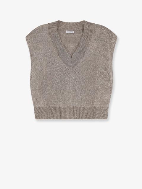 Sleeveless Linen Blend Sweater